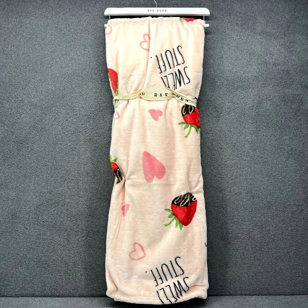 Rae Dunn Sweet‎ Stuff Chocolate Strawberry Blanket Soft Plush Throw 50x70 NWT
